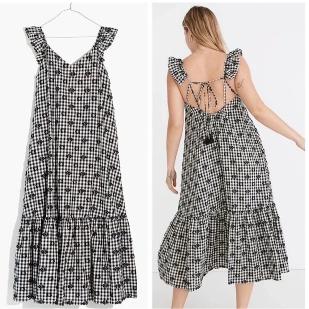 Madewell Black and White Gingham Maxi Dress